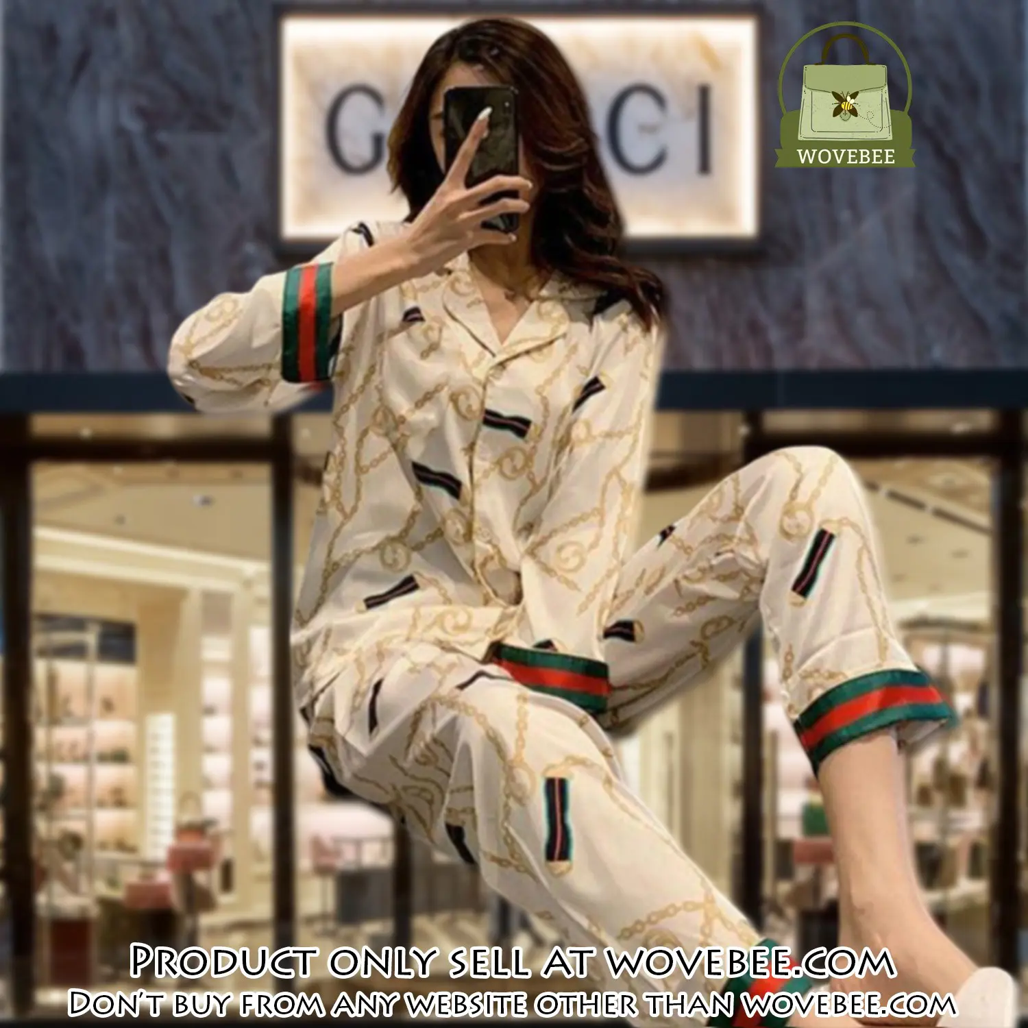 Trending luxury fashion gucci satin pajama set pjs1047 wvb1359501